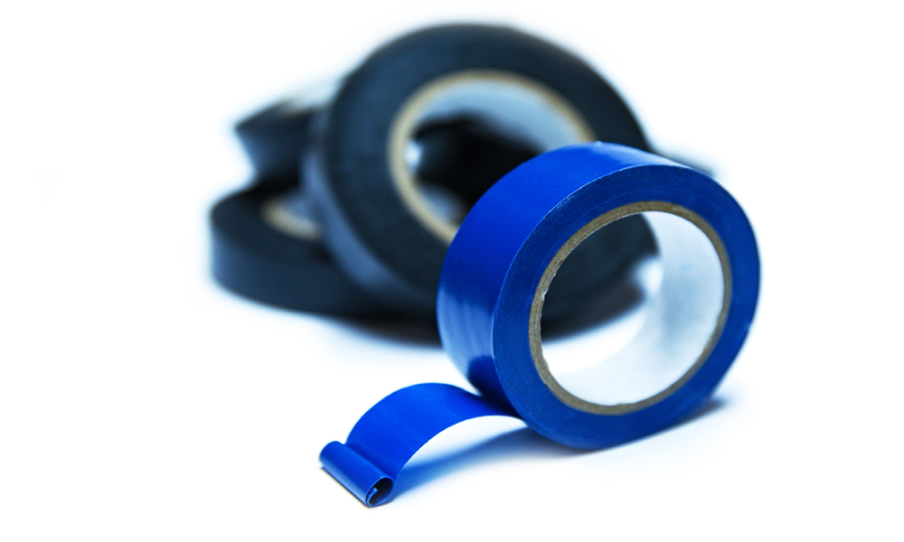 Blue and Black rolls of Insulation Tape