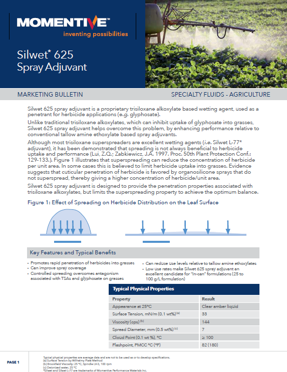 Cover of Silwet* 625 Marketing Bulletin